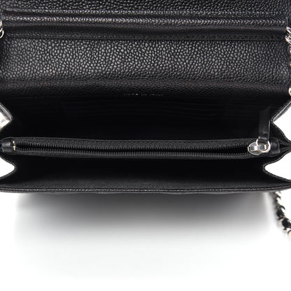 Chanel Caviar Chevron Quilted Square Wallet On Chain WOC Black 5 of 11