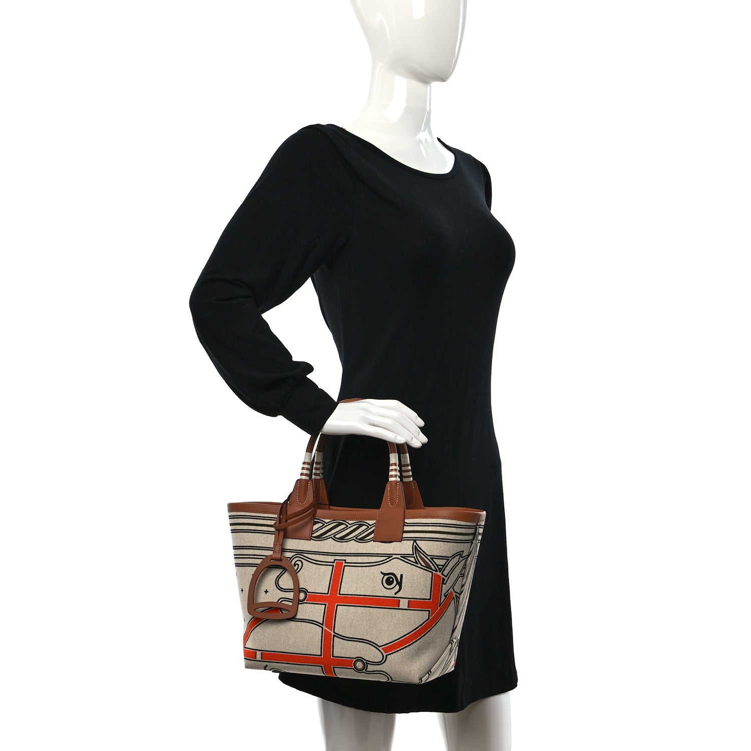 Hermes H Plume Canvas Swift Printed Quadrige au Fil Steeple 25 Bag Gris Beige Ecru Beige Gold 2 of 10