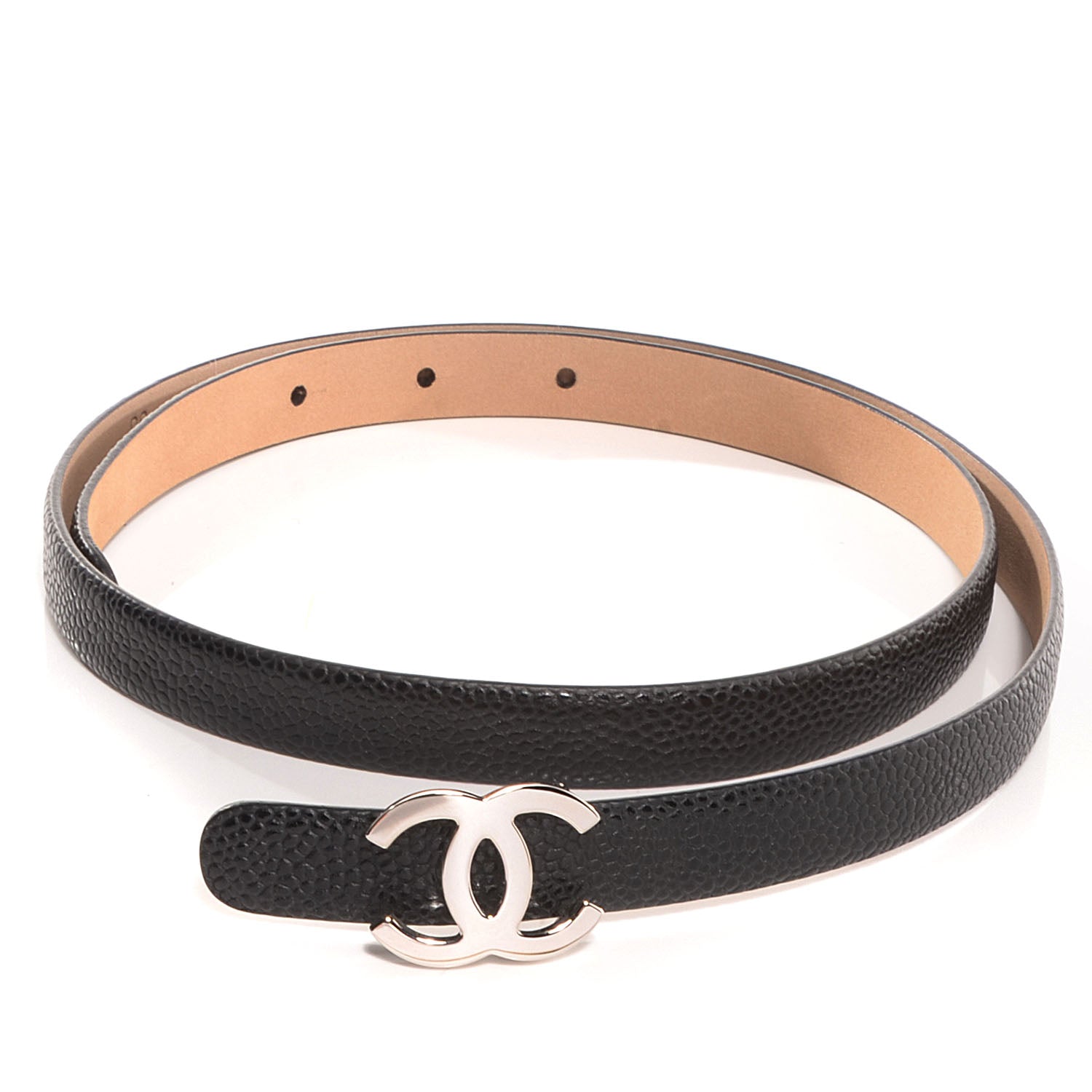 Chanel Caviar CC Logo Skinny Belt 75 30 Black 1 of 8