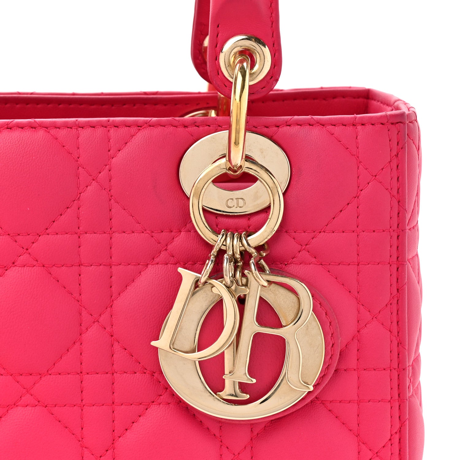 Christian Dior Lambskin Cannage Medium Lady Dior Fuchsia 8 of 16