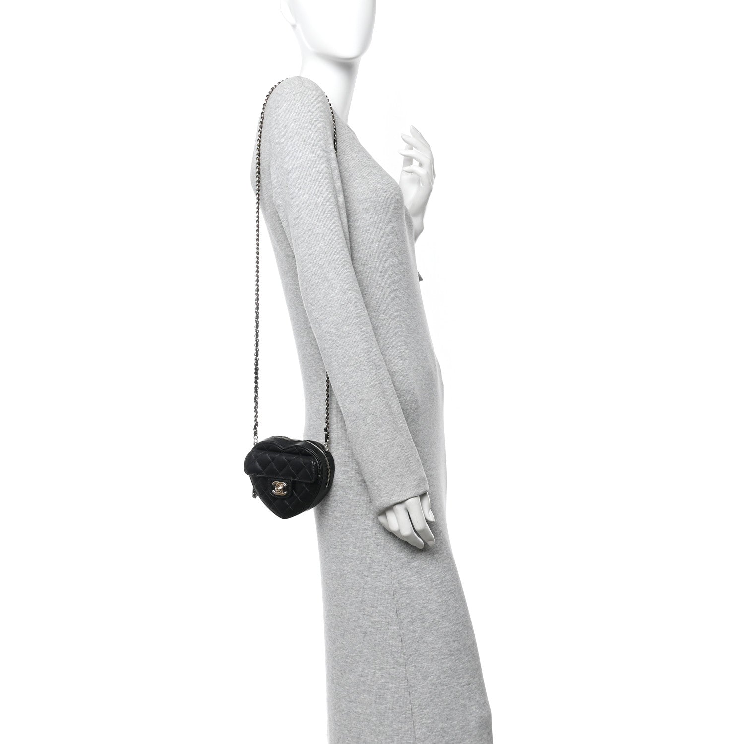 Chanel Lambskin Quilted CC In Love Heart Clutch With Chain Black 2 of 11