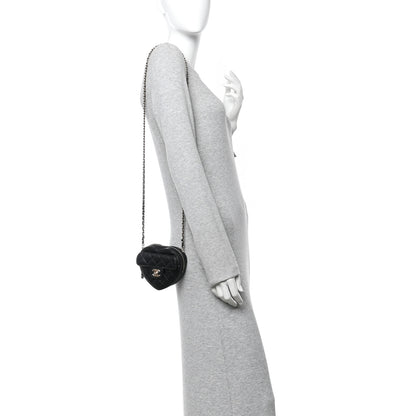 Chanel Lambskin Quilted CC In Love Heart Clutch With Chain Black 2 of 11