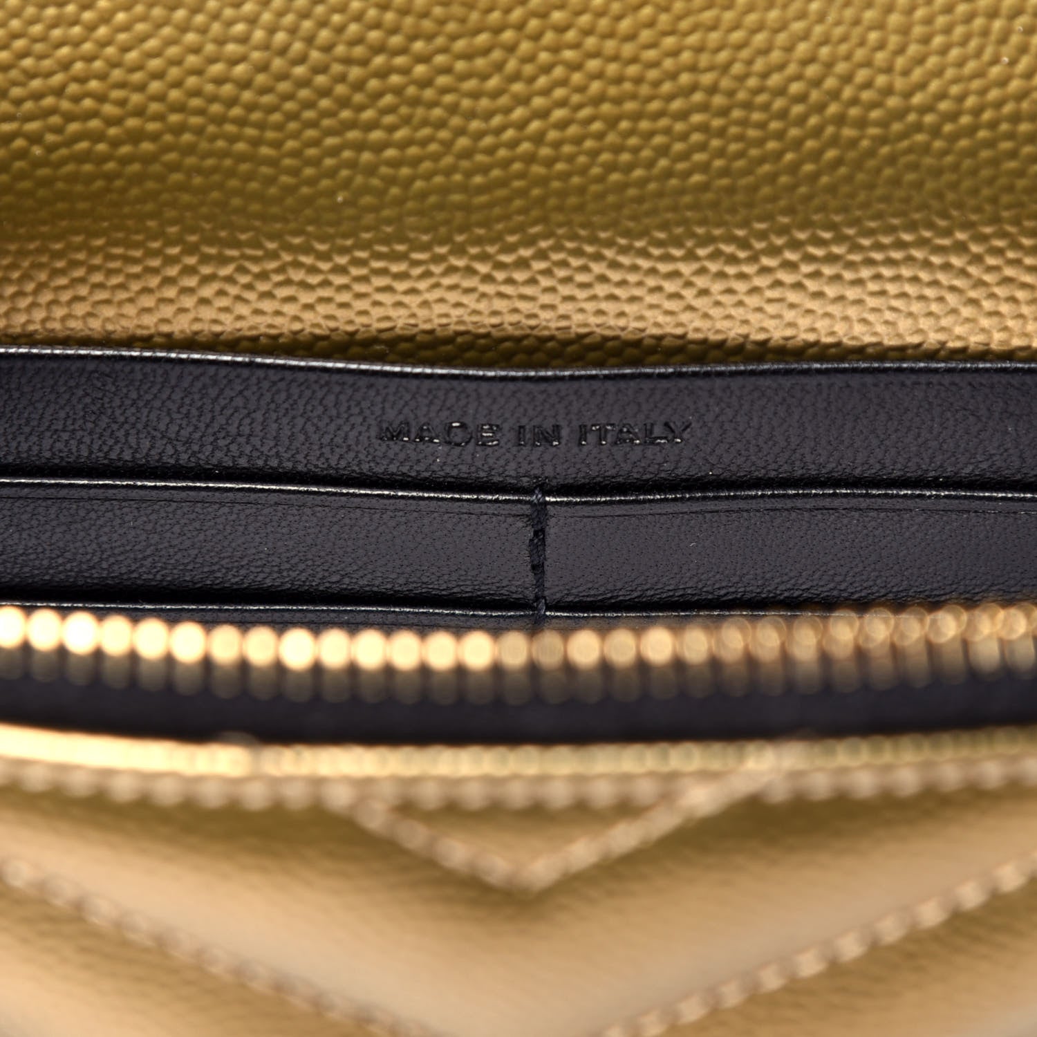 Saint Laurent Metallic Calfskin Matelasse Chevron Monogram Envelope Chain Wallet Gold 6 of 10