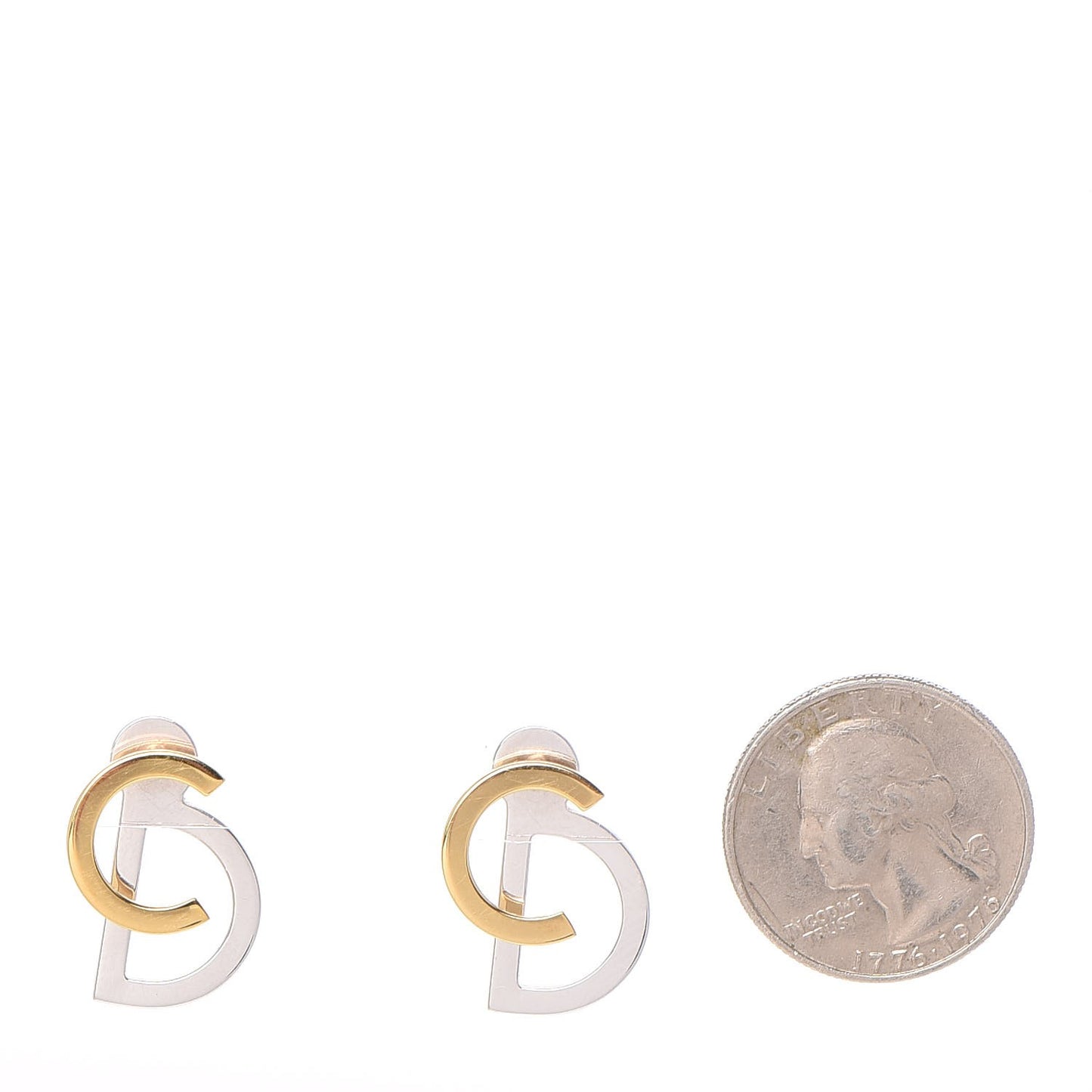 Your Dior Logo Stud Earrings Silver Gold