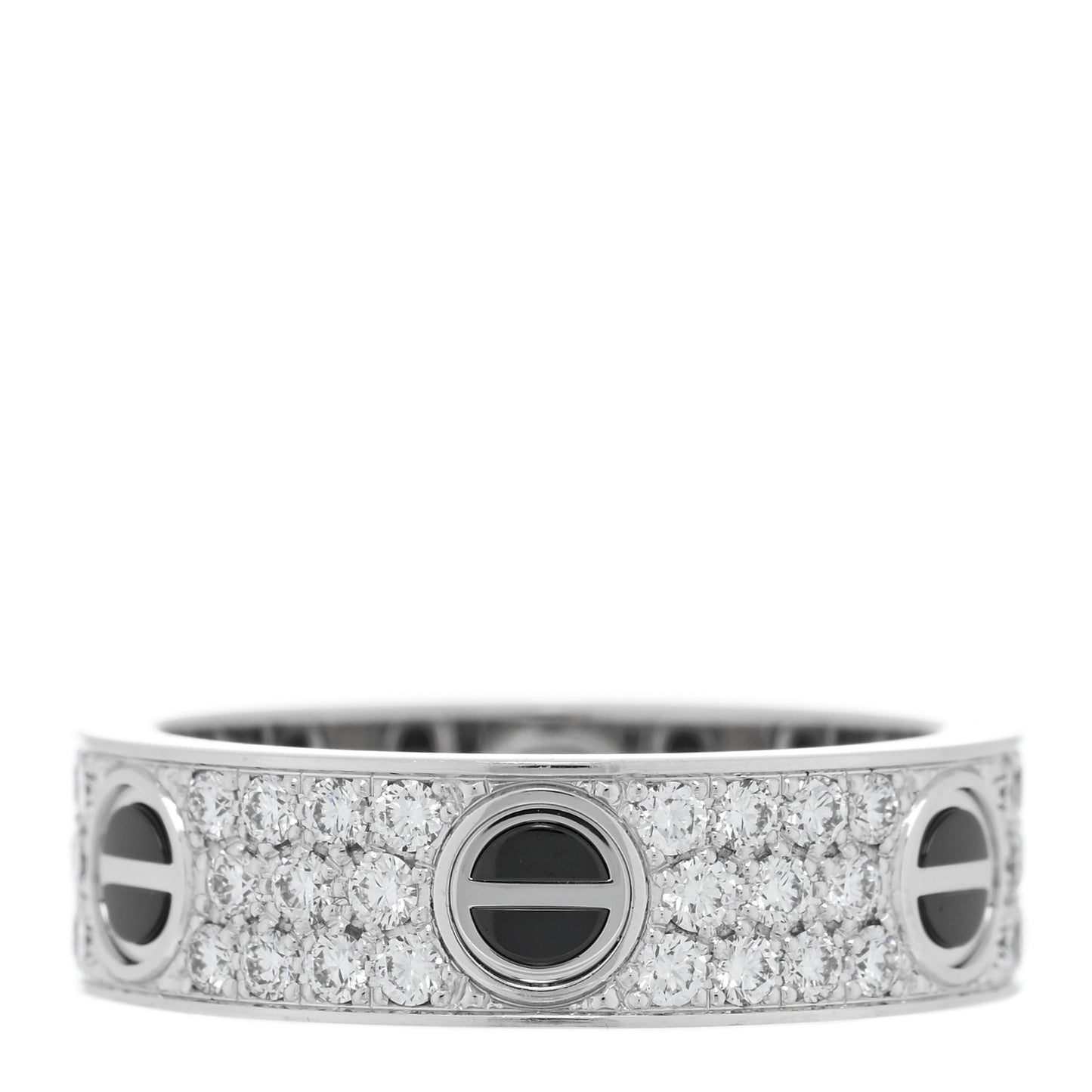 18K White Gold Diamond Ceramic LOVE Paved Ring 60 9
