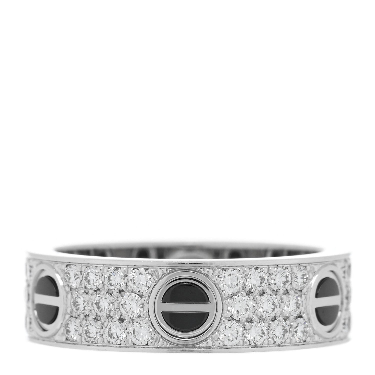 Cartier 18K White Gold Diamond Ceramic LOVE Paved Ring 60 9 3 of 5
