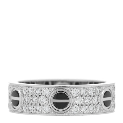 Cartier 18K White Gold Diamond Ceramic LOVE Paved Ring 60 9 3 of 5