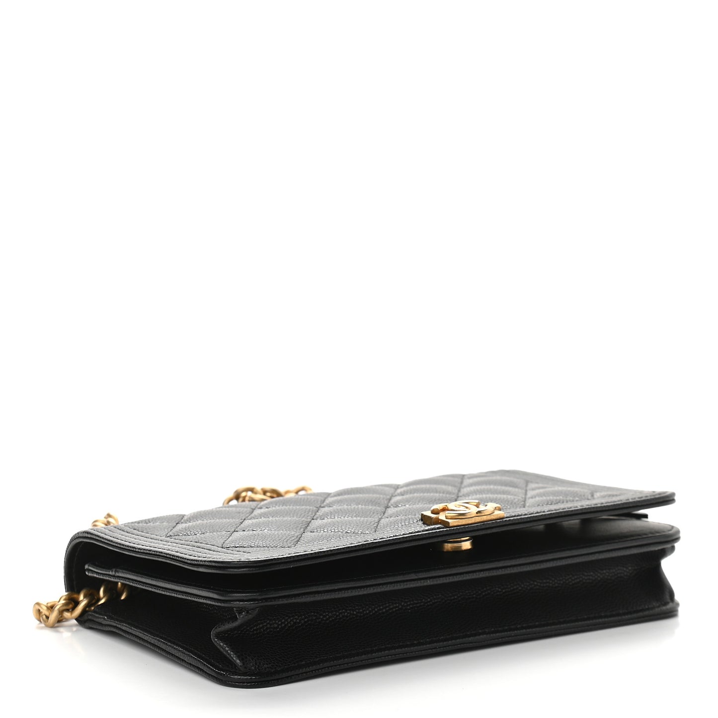 Caviar Quilted Boy Wallet On Chain WOC Black