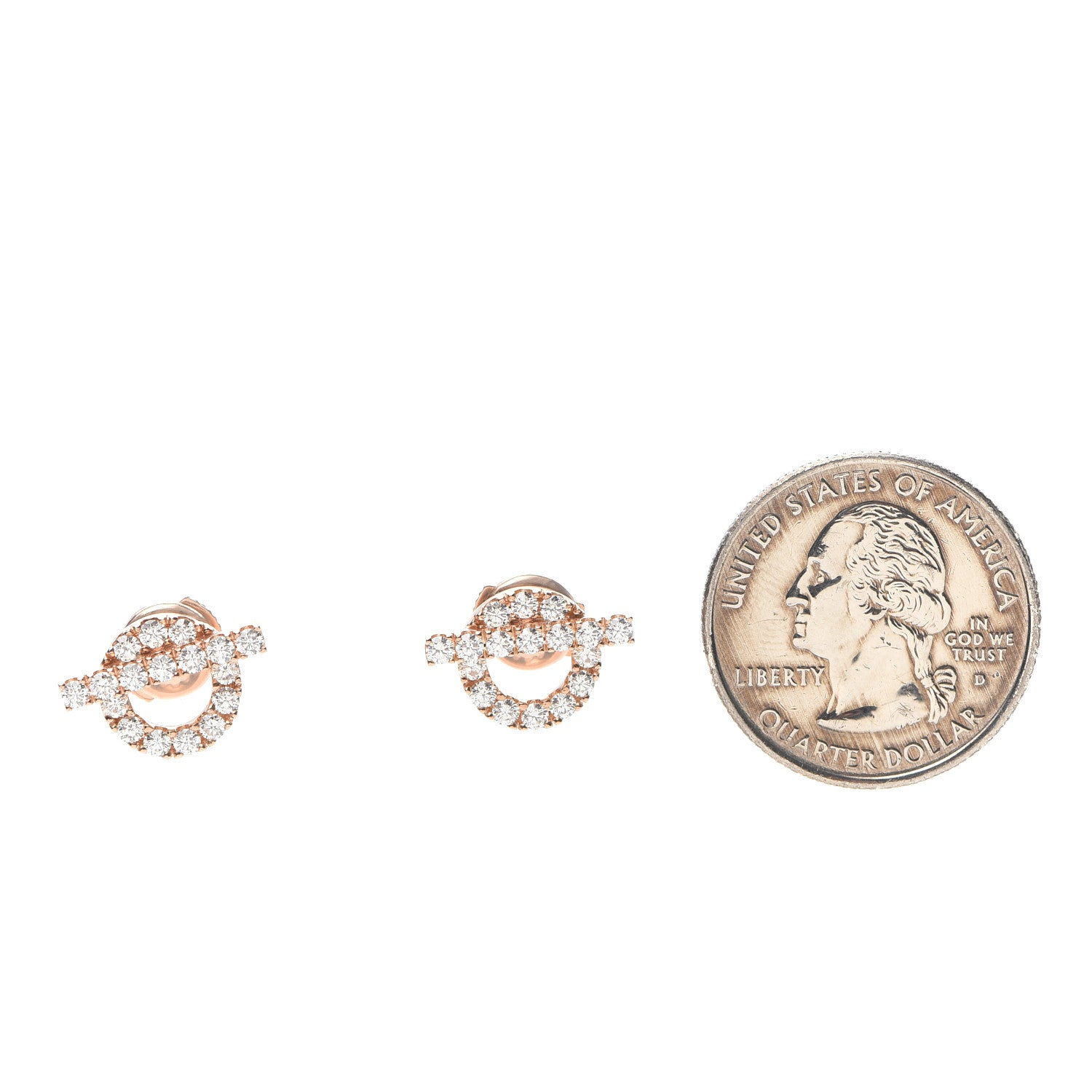 Hermes 18K Rose Gold Diamond Finesse Earrings 2 of 5