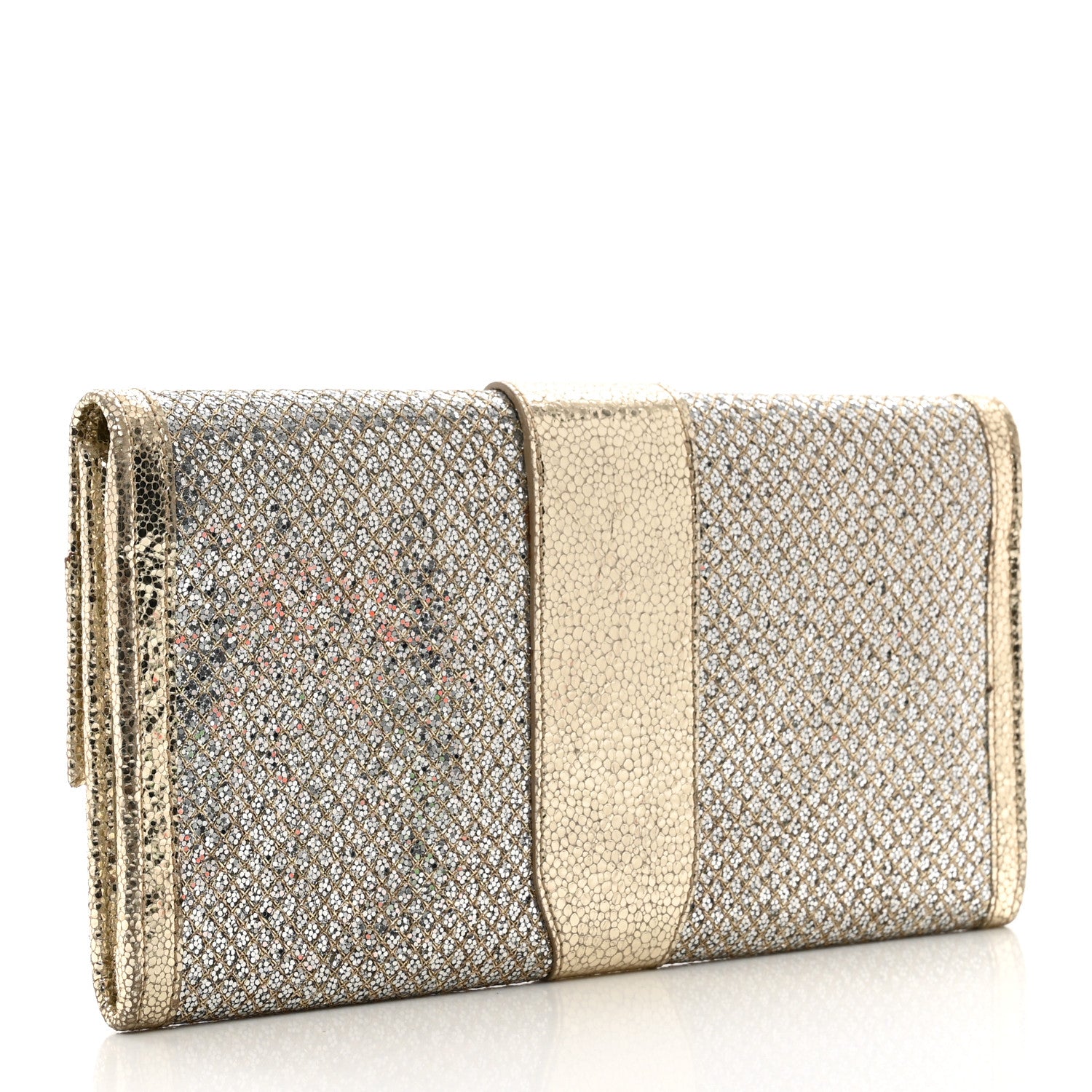Jimmy Choo Glitter Fabric Reese Clutch Wallet Metallic 3 of 6