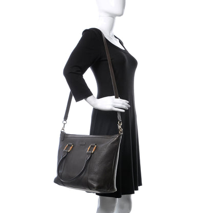 Gucci Calfskin Bamboo Top Handle Tote Dark Brown 3 of 15