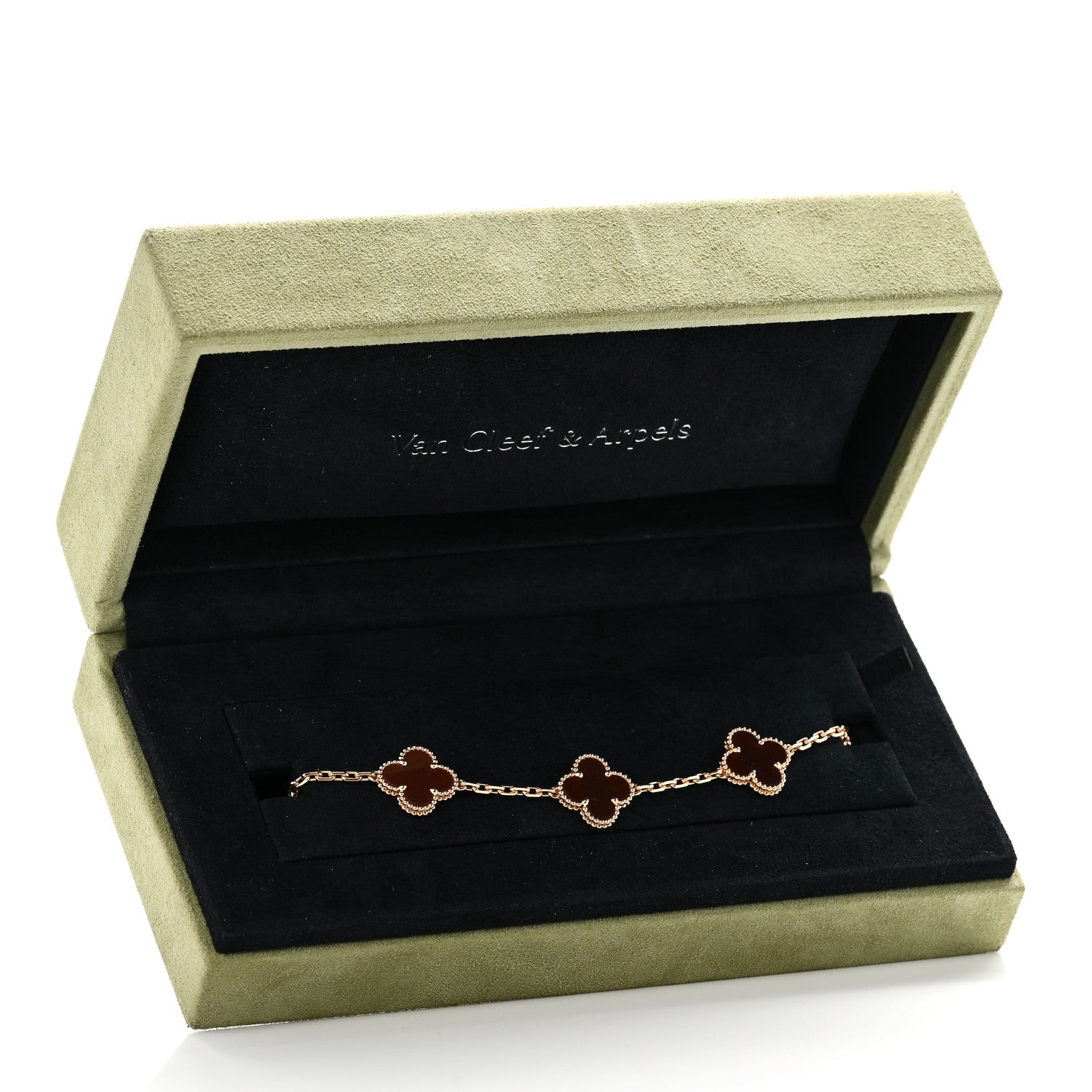 Van Cleef & Arpels 18K Yellow Gold Carnelian 5 Motifs Vintage Alhambra Bracelet 6 of 6