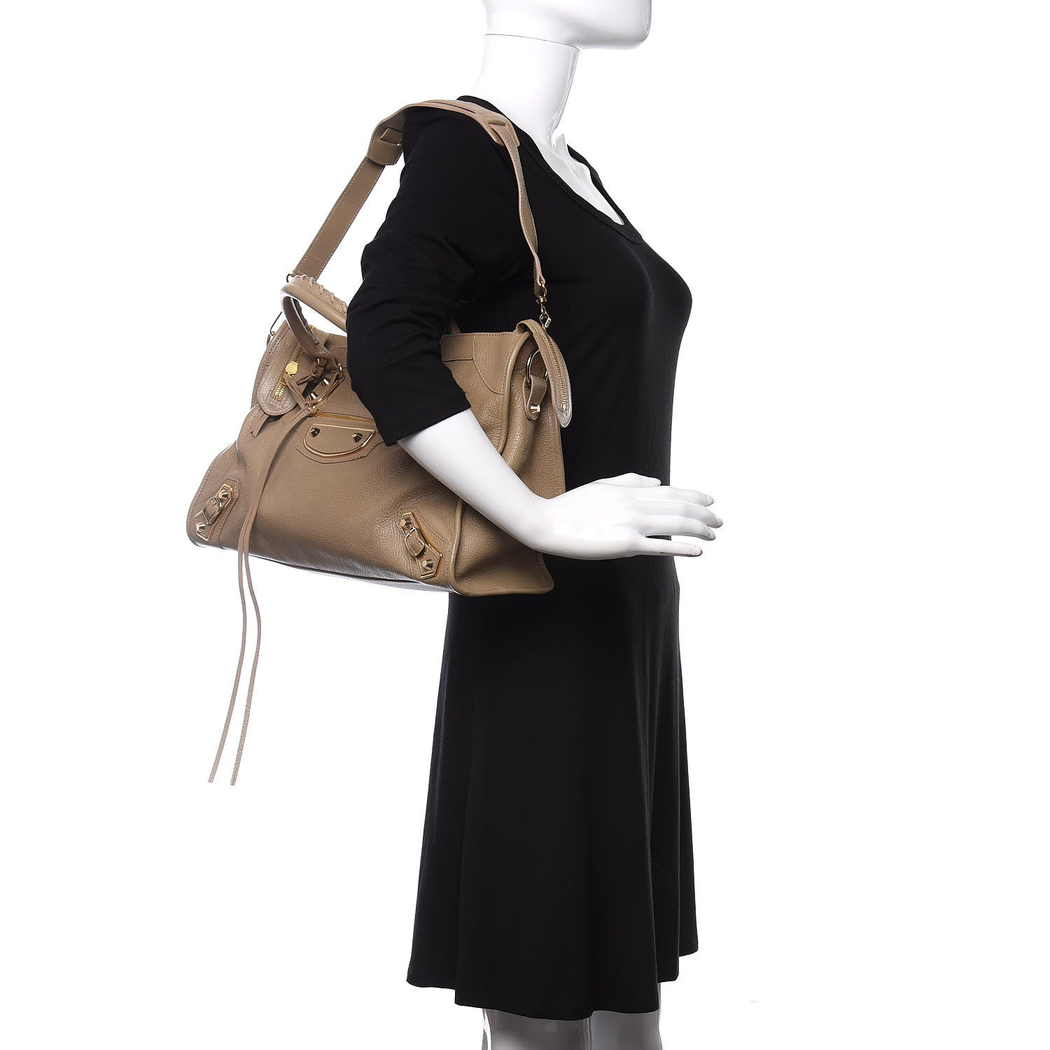 Balenciaga Chevre Gold Metallic Edge Hardware City Beige Latte 2 of 10