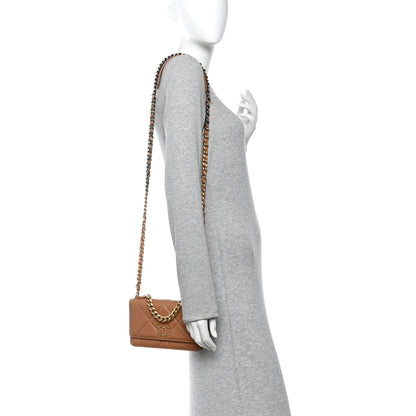Chanel Lambskin Quilted Chanel 19 Wallet On Chain WOC Brown 2 of 15