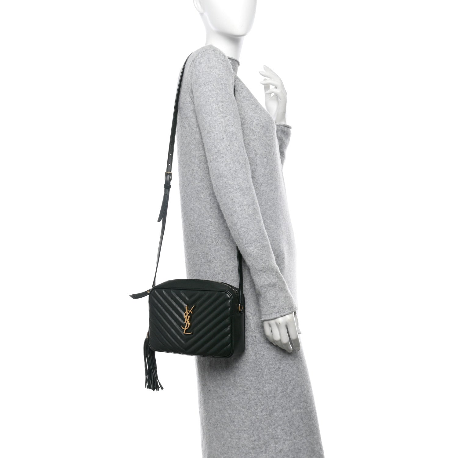 Saint Laurent Calfskin Matelasse Monogram Lou Camera Bag Vert Fonce 2 of 10