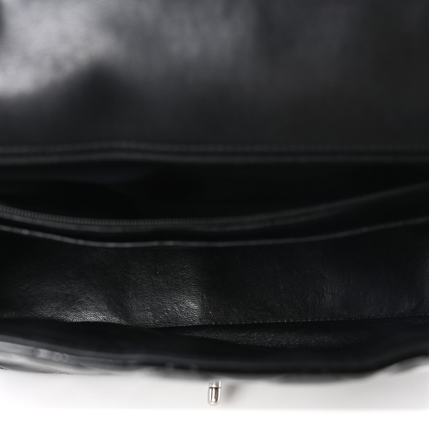 Patent Quilted Jumbo Single Flap Black