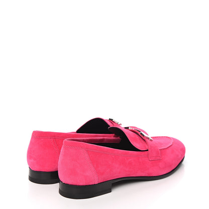 Hermes Suede Goatskin Paris Loafers 37.5 Rose Fuchsia 4 of 8