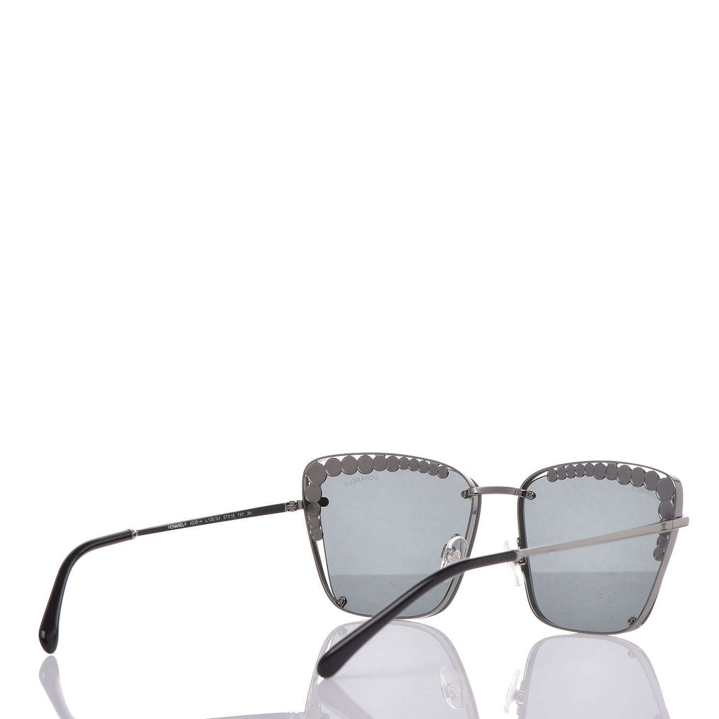 Square Frame Pearl Sunglasses 4235-H Dark Grey