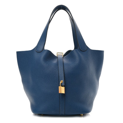 Hermes Taurillon Clemence Picotin Lock 22 MM Bleu Agate 1 of 11