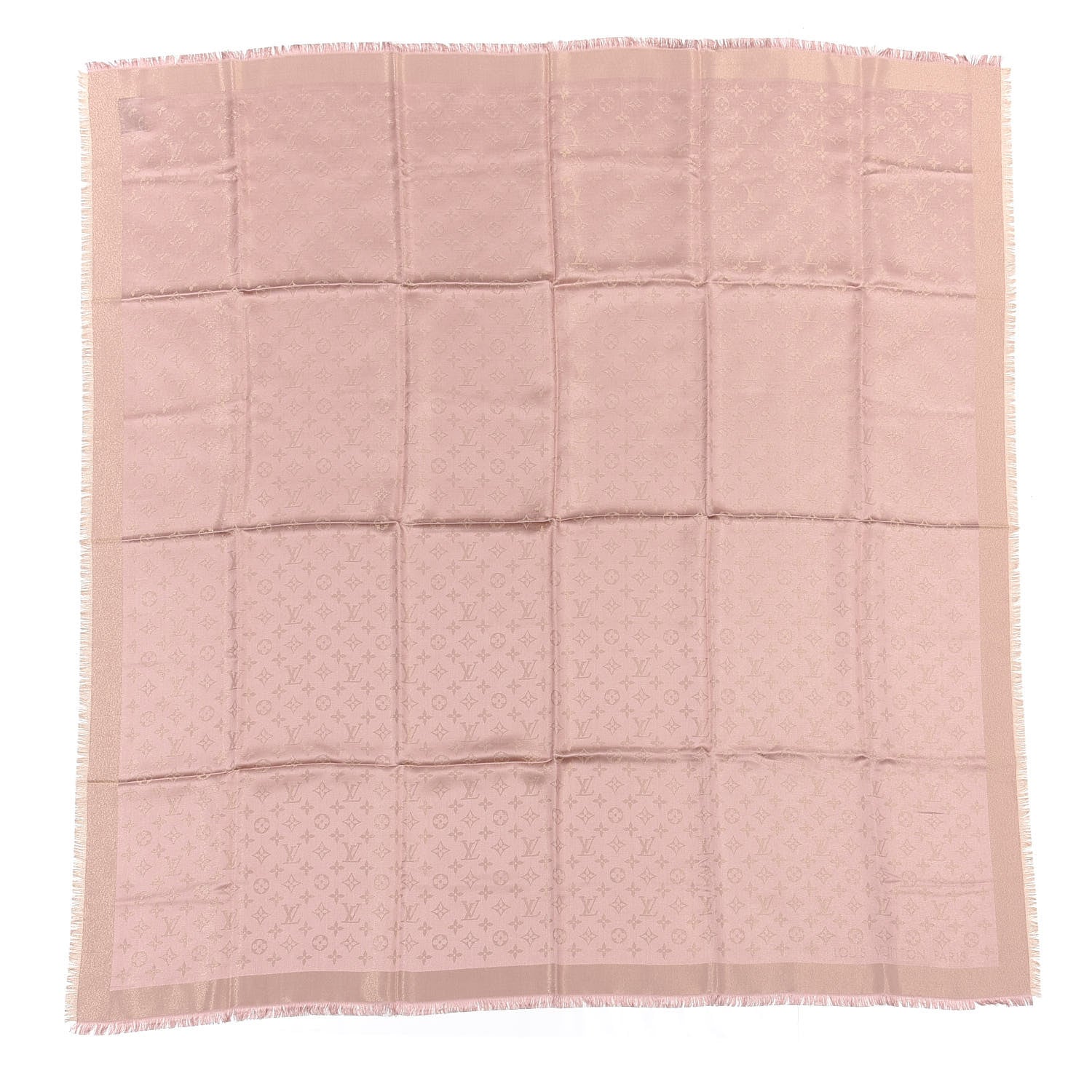 Louis Vuitton Silk Lurex Wool Monogram Shine Shawl Rose Velours 1 of 3