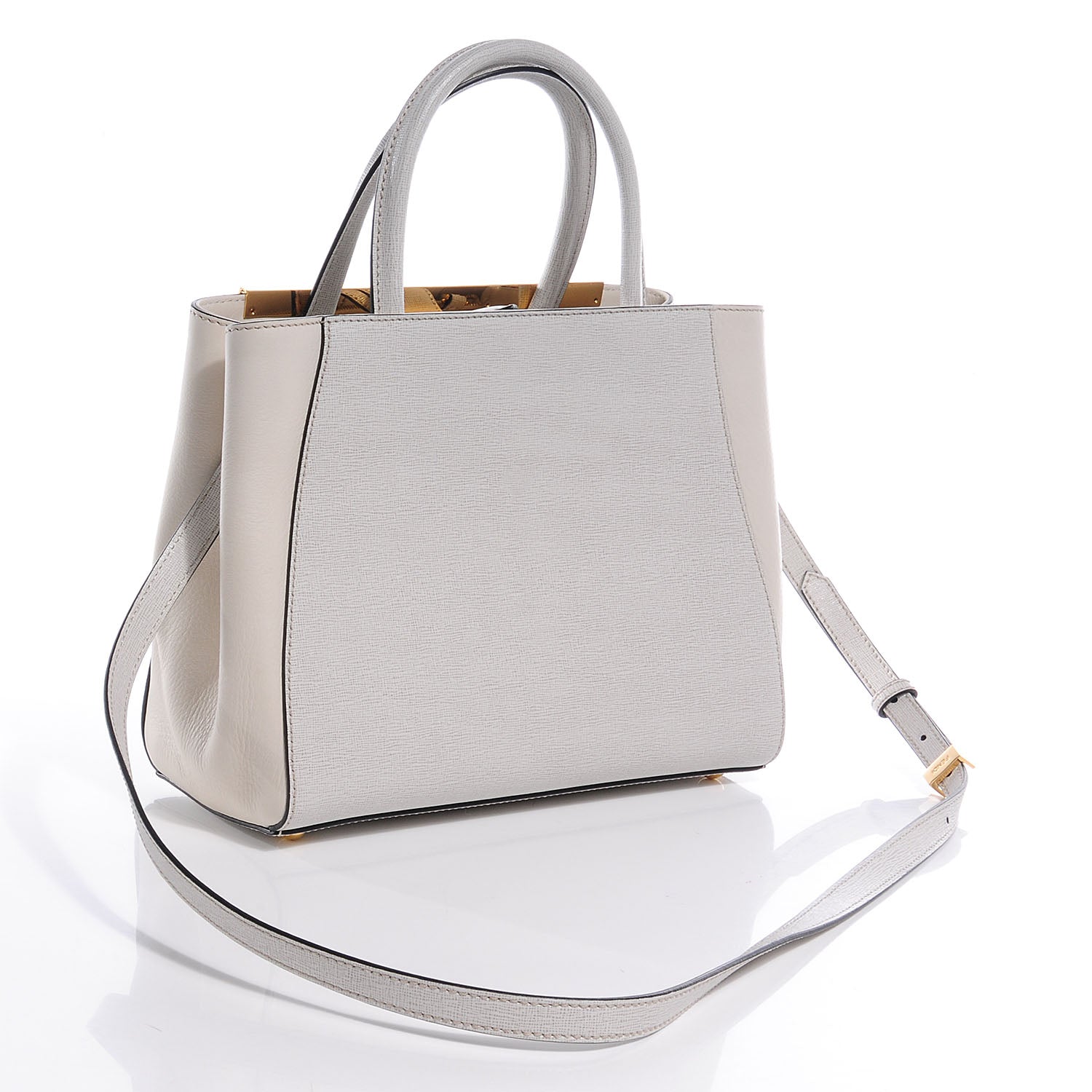 Fendi Vitello Elite Flamingo Petite 2Jours Tote Latte Bianco 3 of 9