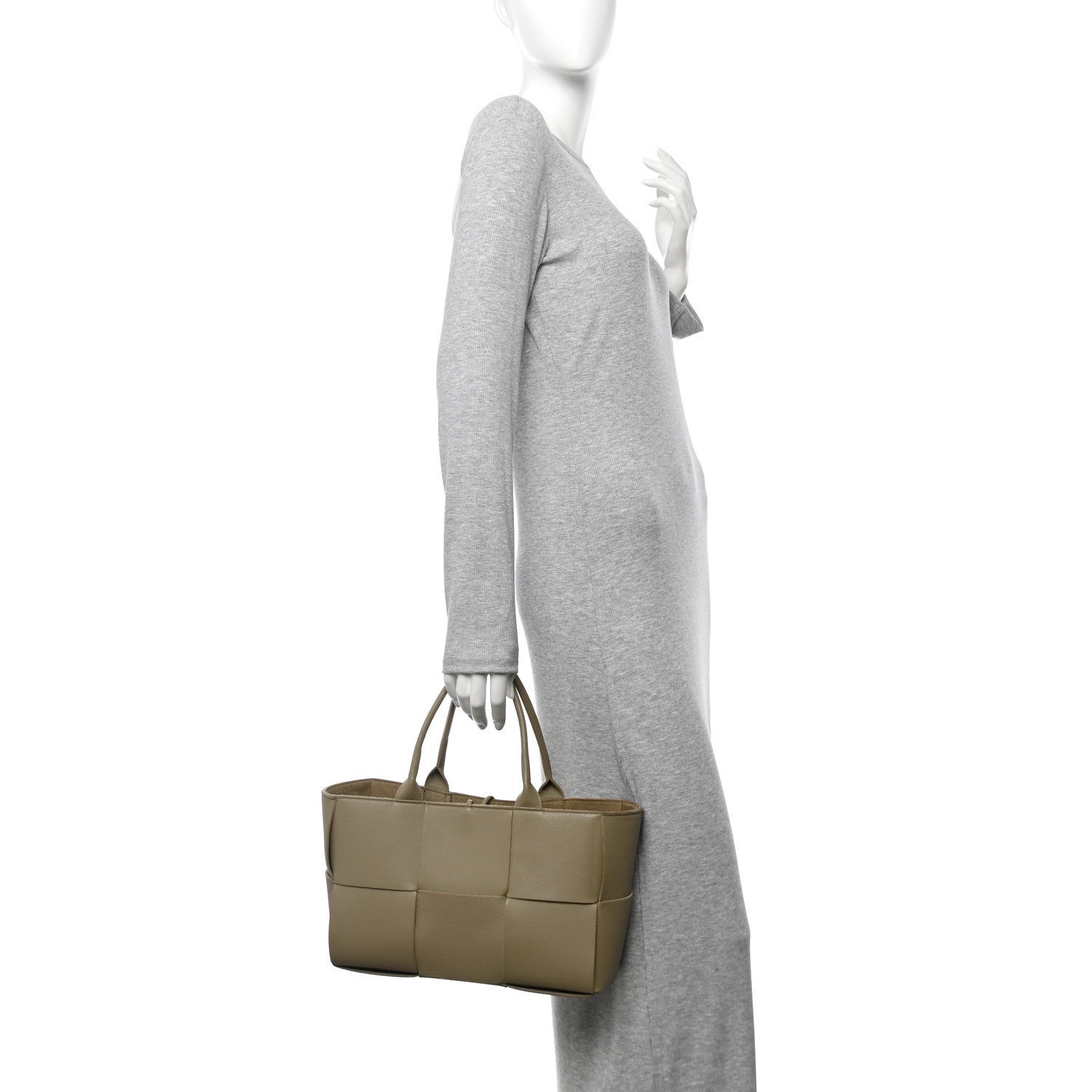 Bottega Veneta Grained Calfskin Intrecciato Small Arco Tote Taupe 2 of 11