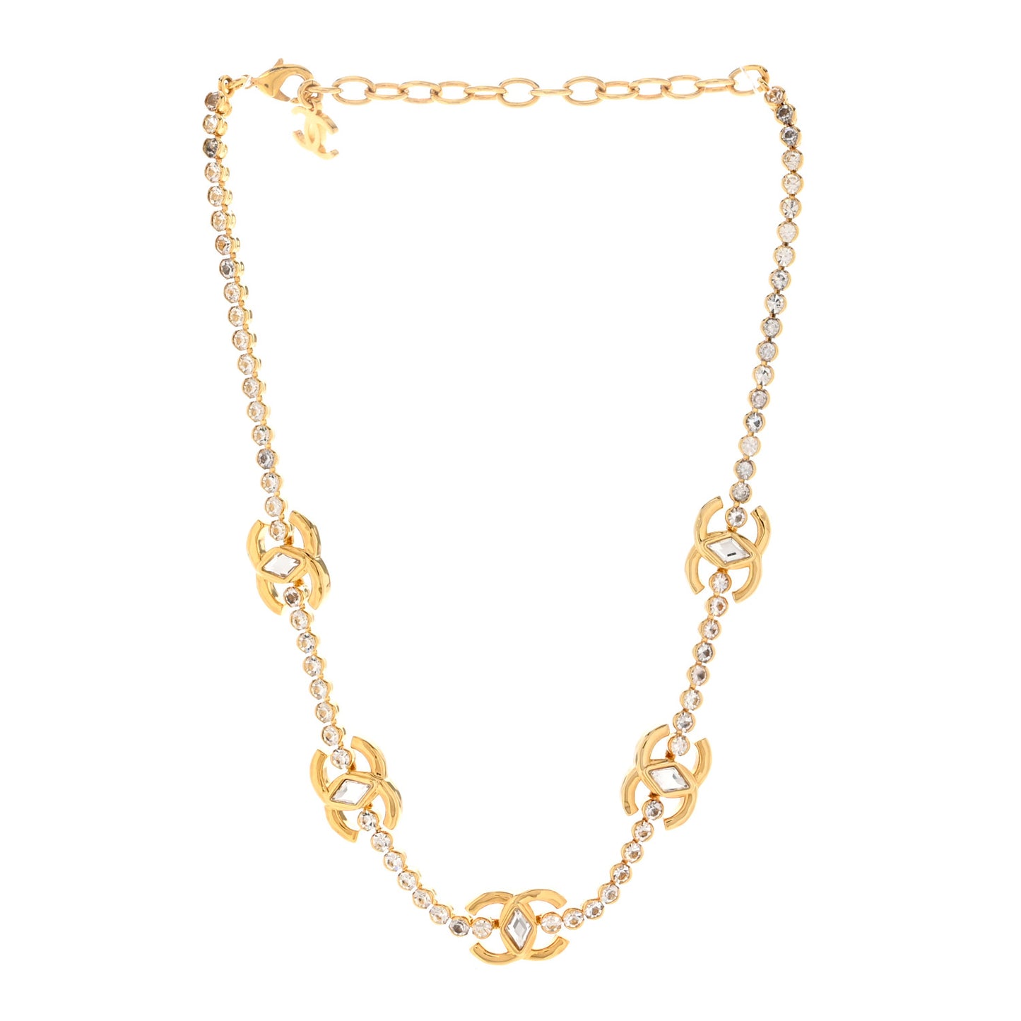 Metal Crystal CC Marquise Choker Gold