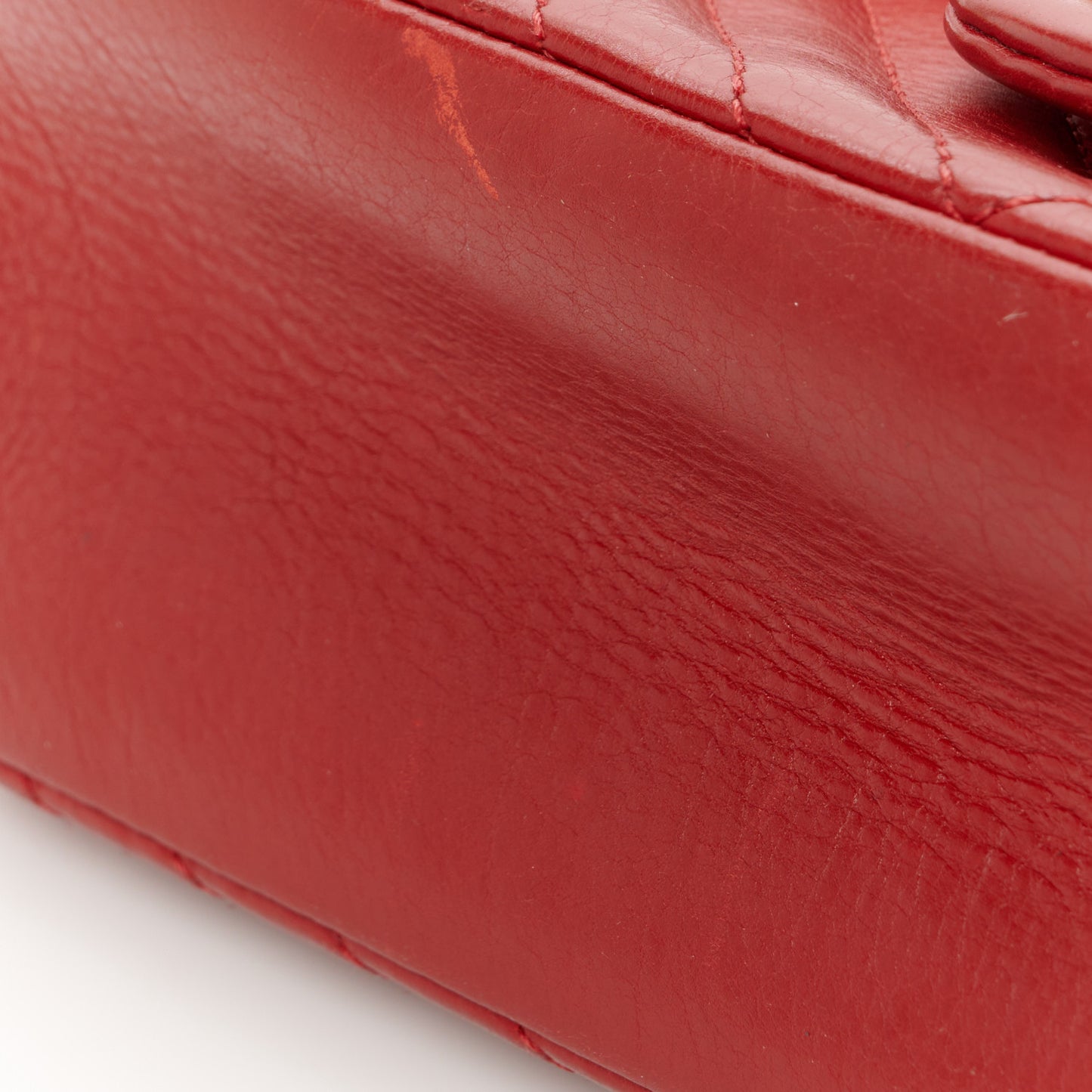 Calfskin Chevron Quilted Mini Rock The Corner Flap Red