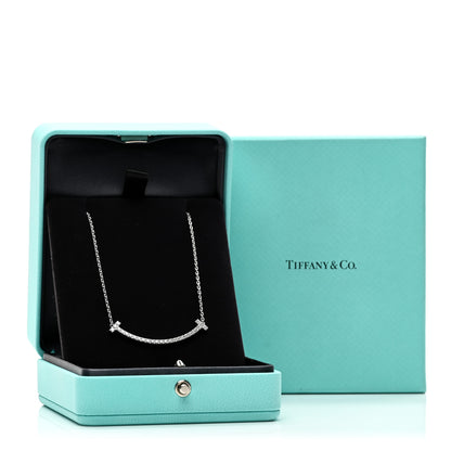 Tiffany 18K White Gold Diamond Medium Smile Pendant Necklace 5 of 5