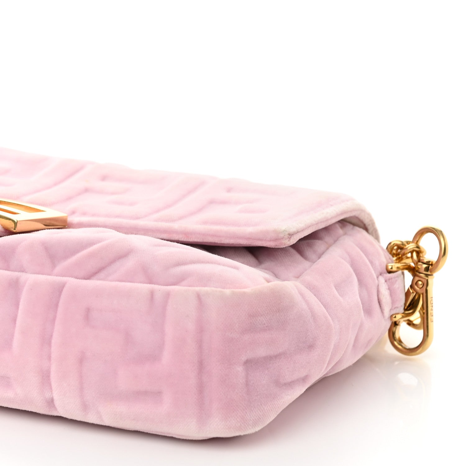 Fendi Velvet FF Embossed Baguette Rosa Confetti 10 of 12