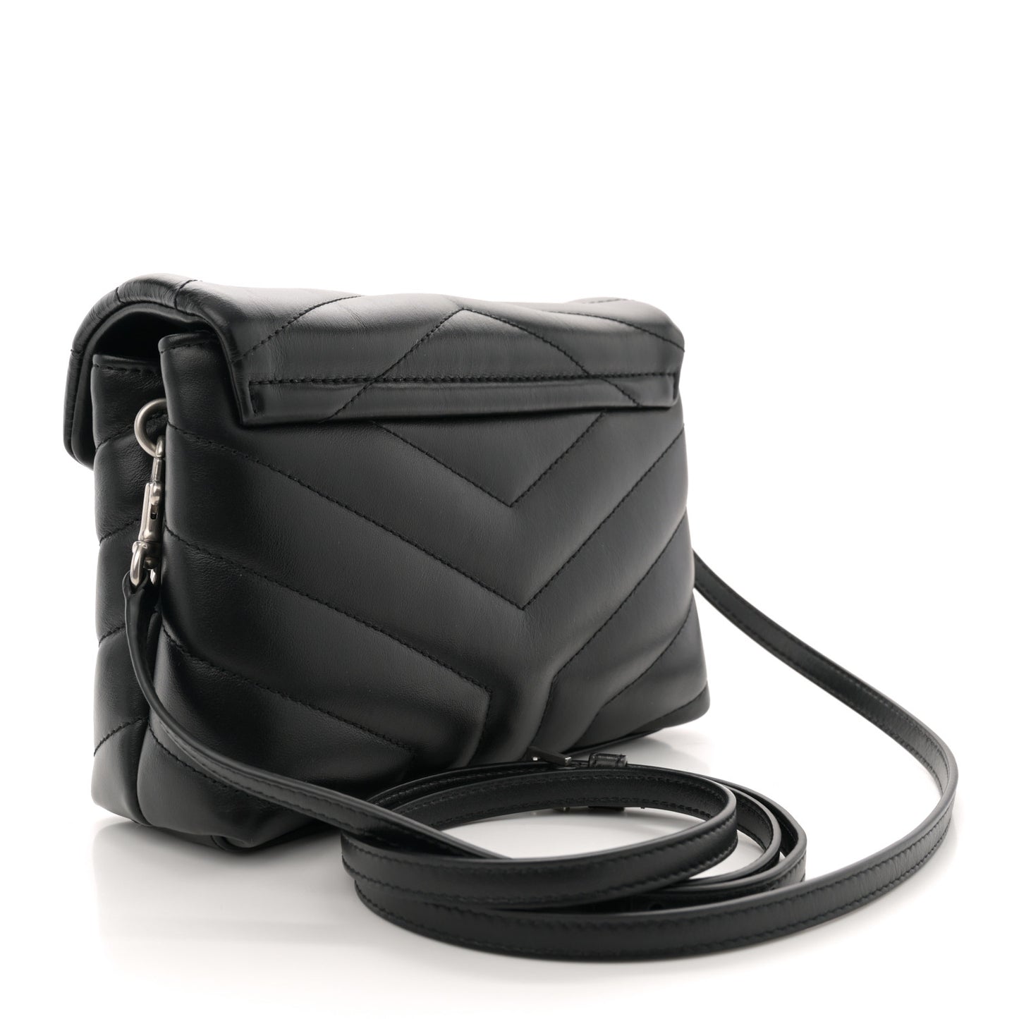 Calfskin Y Quilted Monogram Toy Loulou Crossbody Bag Black