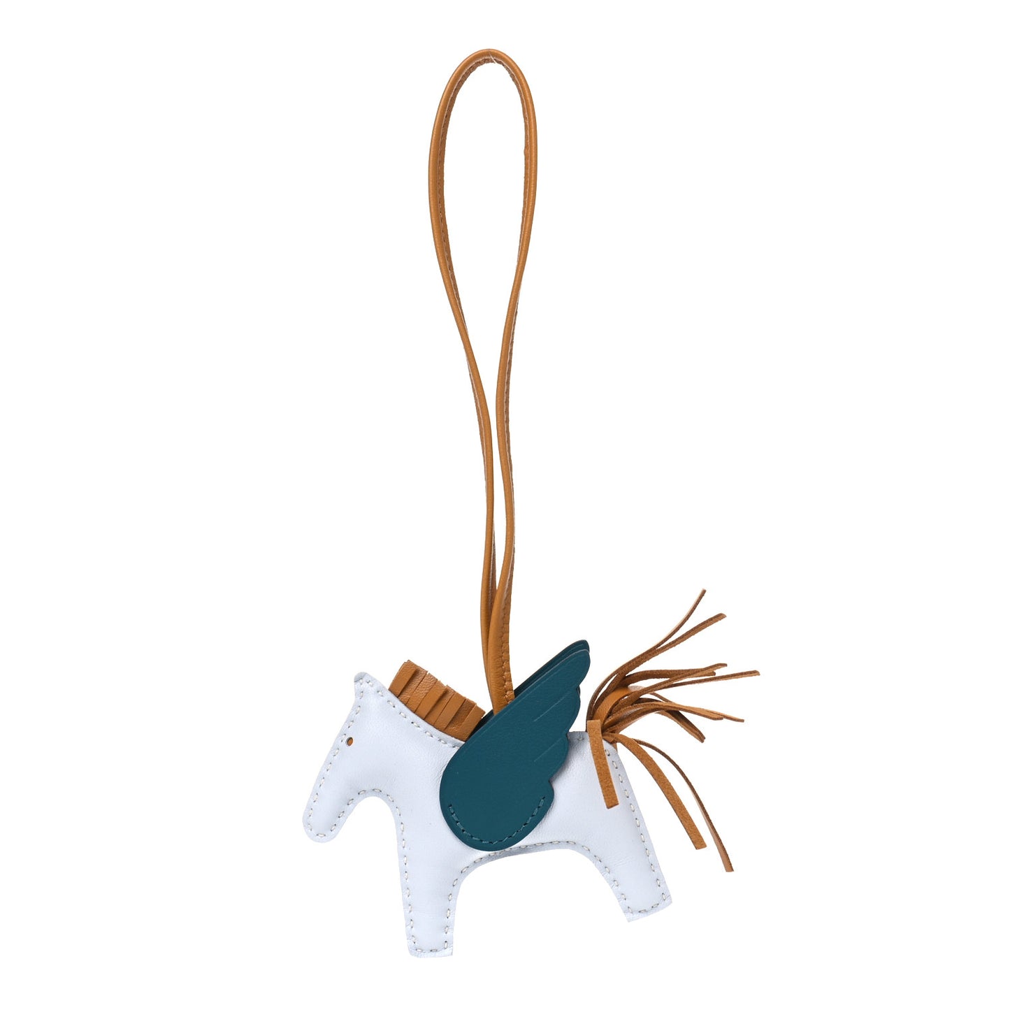 Milo Lambskin Grigri Rodeo Pegase Horse Bag Charm PM Bleu Brume Sesame Vert Bosphore