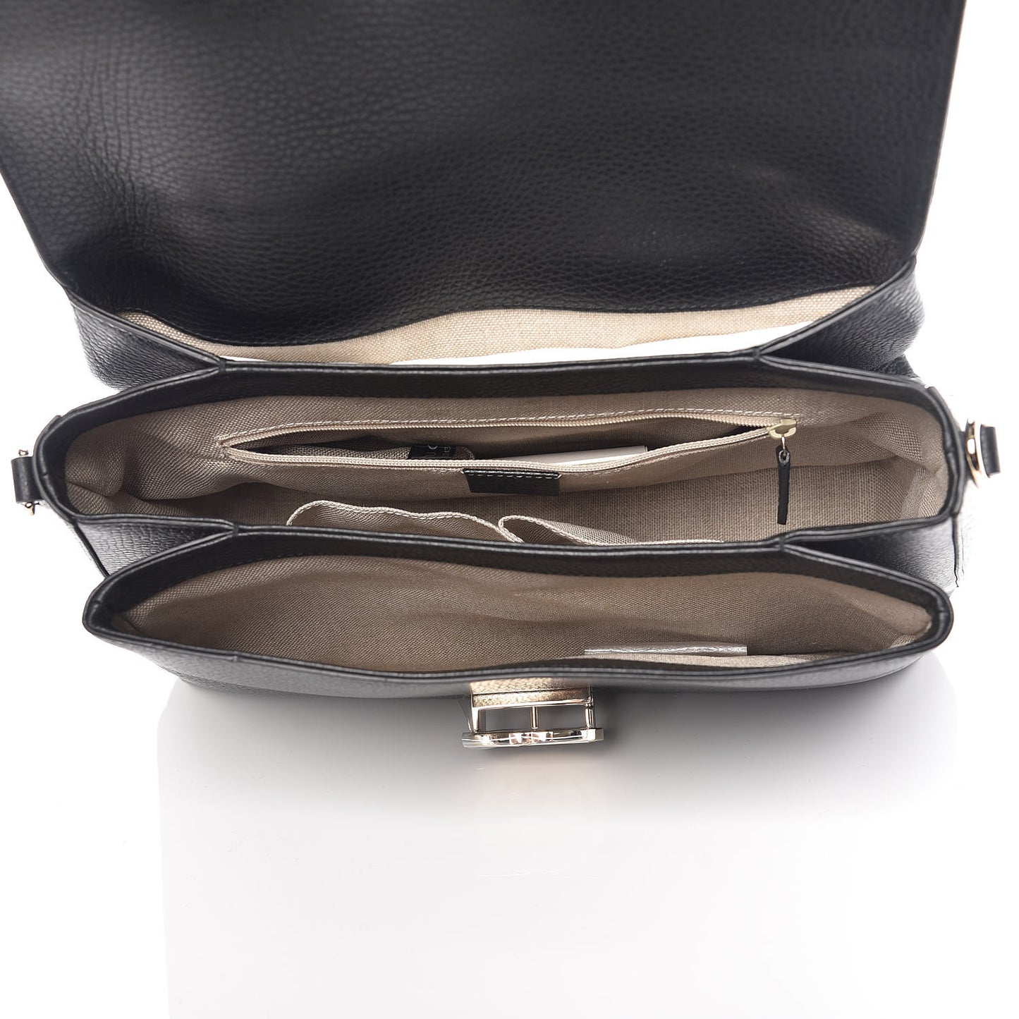 Dollar Calfskin Medium Interlocking G Top Handle Shoulder Bag Black