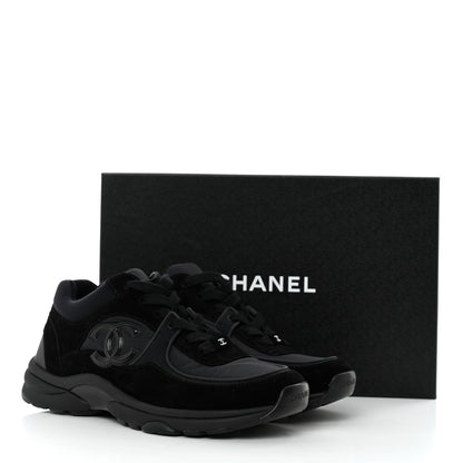 Chanel Fabric Calfskin Suede CC Sneakers 39.5 Black 9 of 9