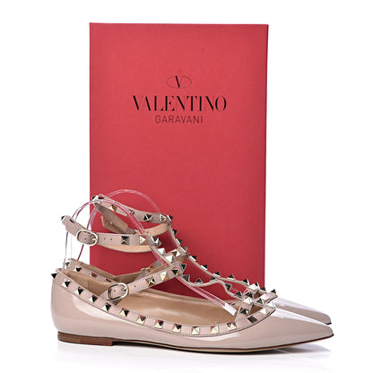 Valentino Garavani Patent Rockstud Cage Ballerina Flats 38 Poudre 8 of 8