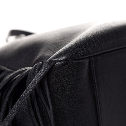 Saint Laurent Calfskin Fringe Monogram Shopping Tote Black 9 of 14