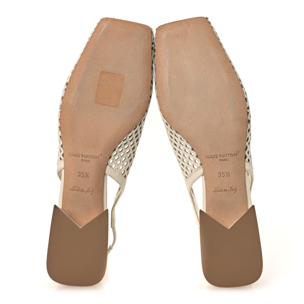 Louis Vuitton Calfskin Perforated Shake Slingback Pumps 35.5 Creme Beige 7 of 11