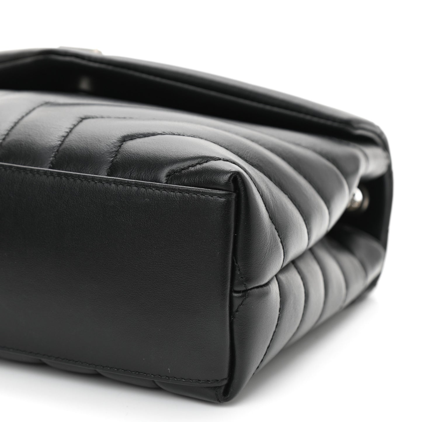 Calfskin Y Quilted Monogram Small Loulou Chain Satchel Black
