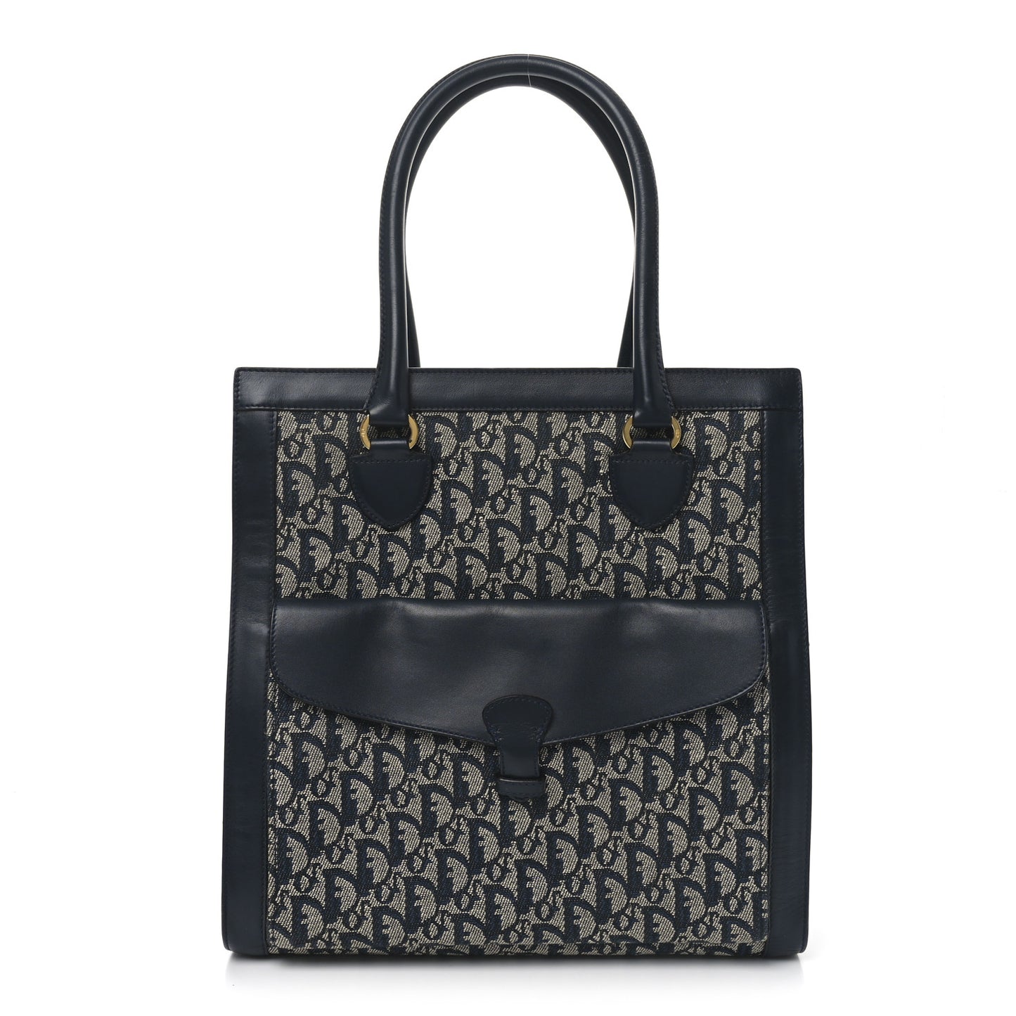 Monogram Calfskin Pocket Tote Navy Blue