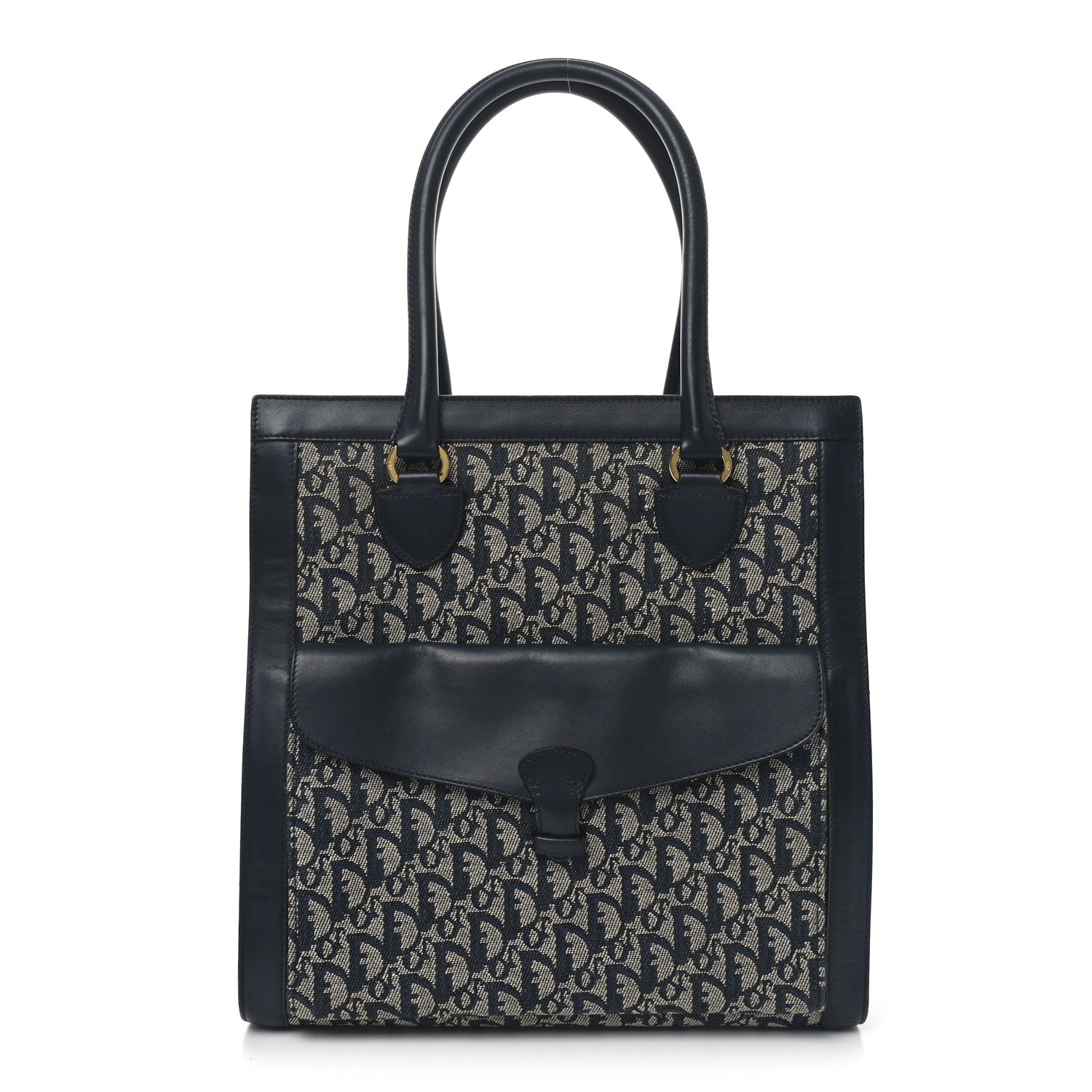 Christian Dior Monogram Calfskin Pocket Tote Navy Blue 1 of 10