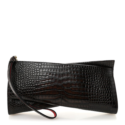 Christian Louboutin Loubitwist Crocodile Embossed Clutch Dark Brown 1 of 6