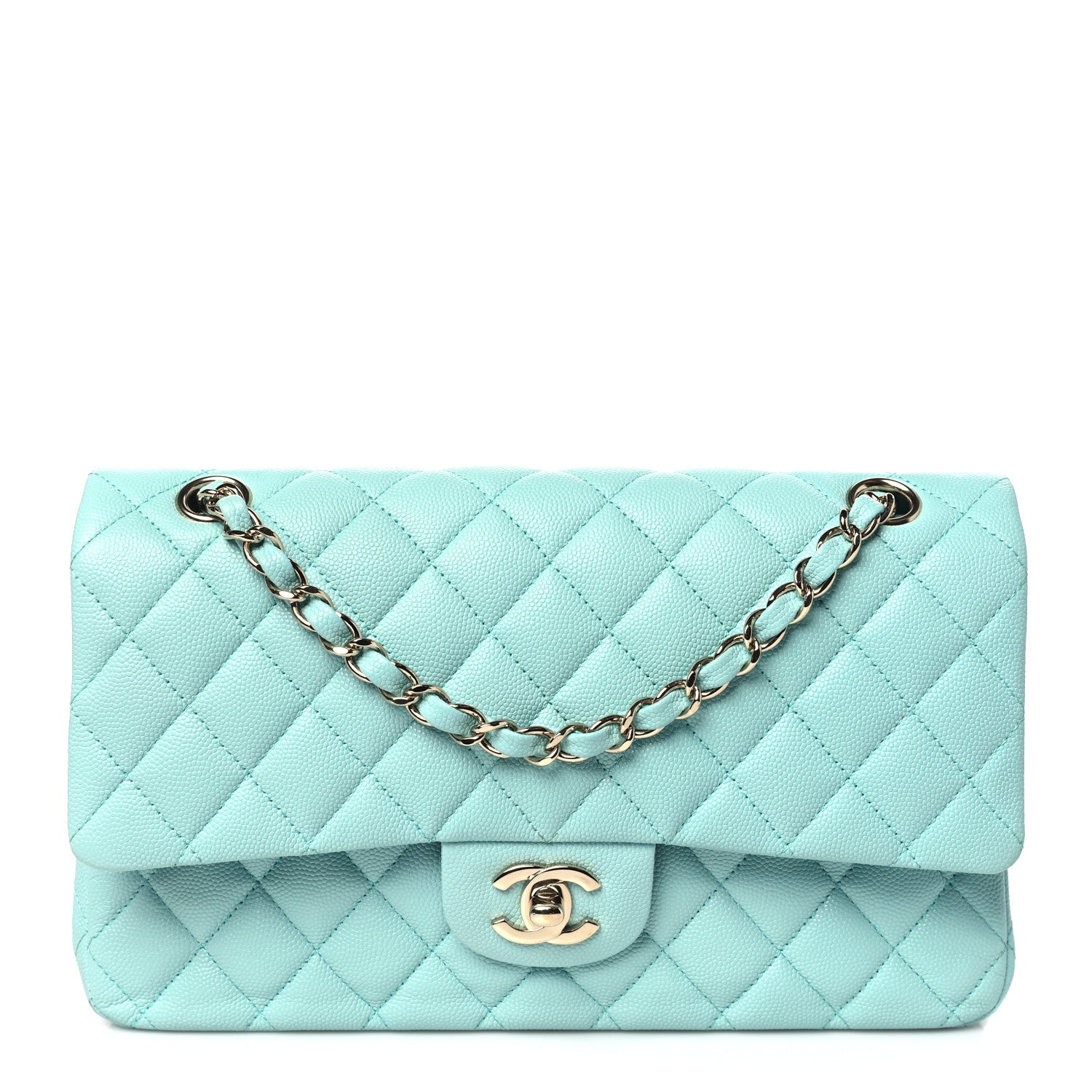 Chanel Caviar Quilted Medium Double Flap Light Blue 1 of 10