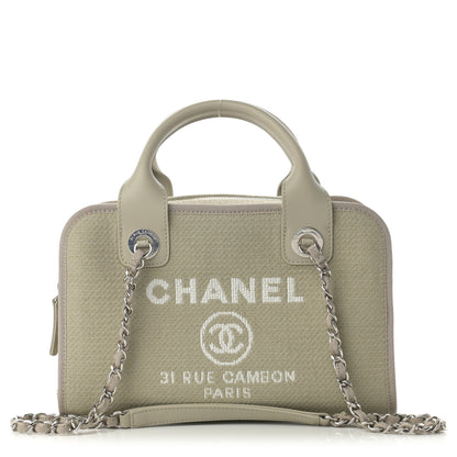 Chanel Canvas Deauville Bowling Bag Beige 1 of 11