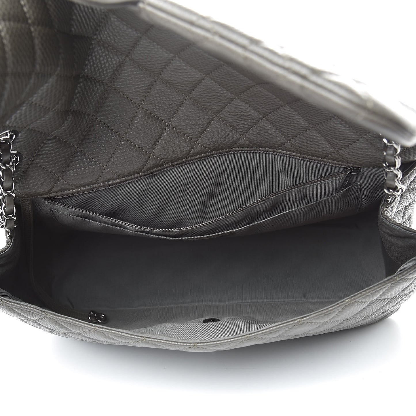 Calfskin Quilted Small XXL Travel Flap Bag Khaki