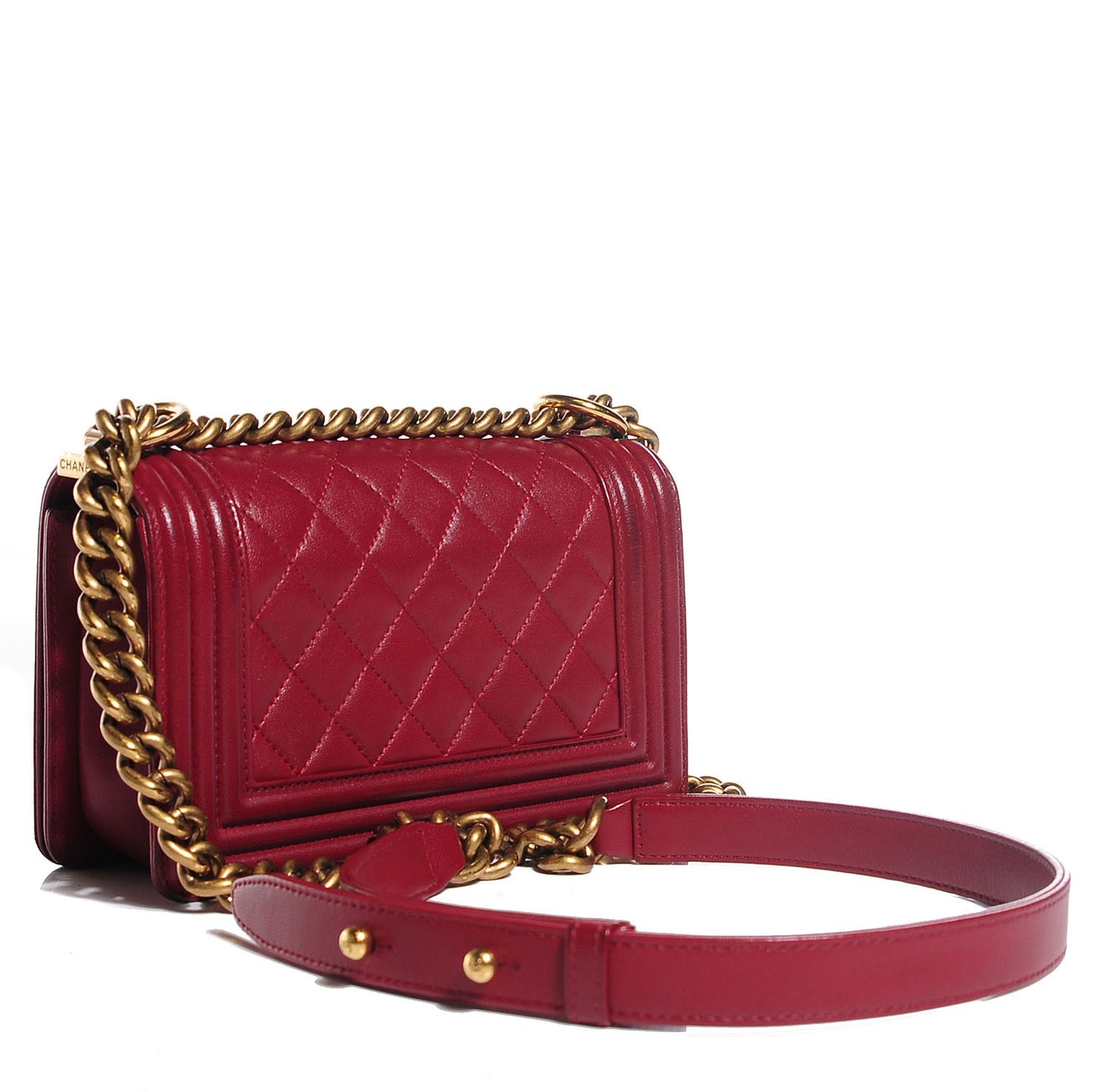 Lambskin Quilted Small Boy Flap Burgundy