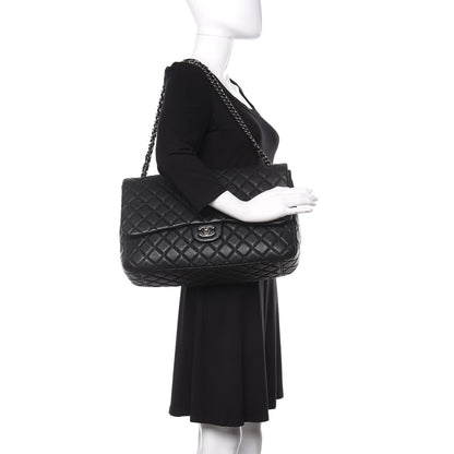 Chanel Grained Calfskin Quilted Small XXL Travel Flap Bag Black 2 of 11