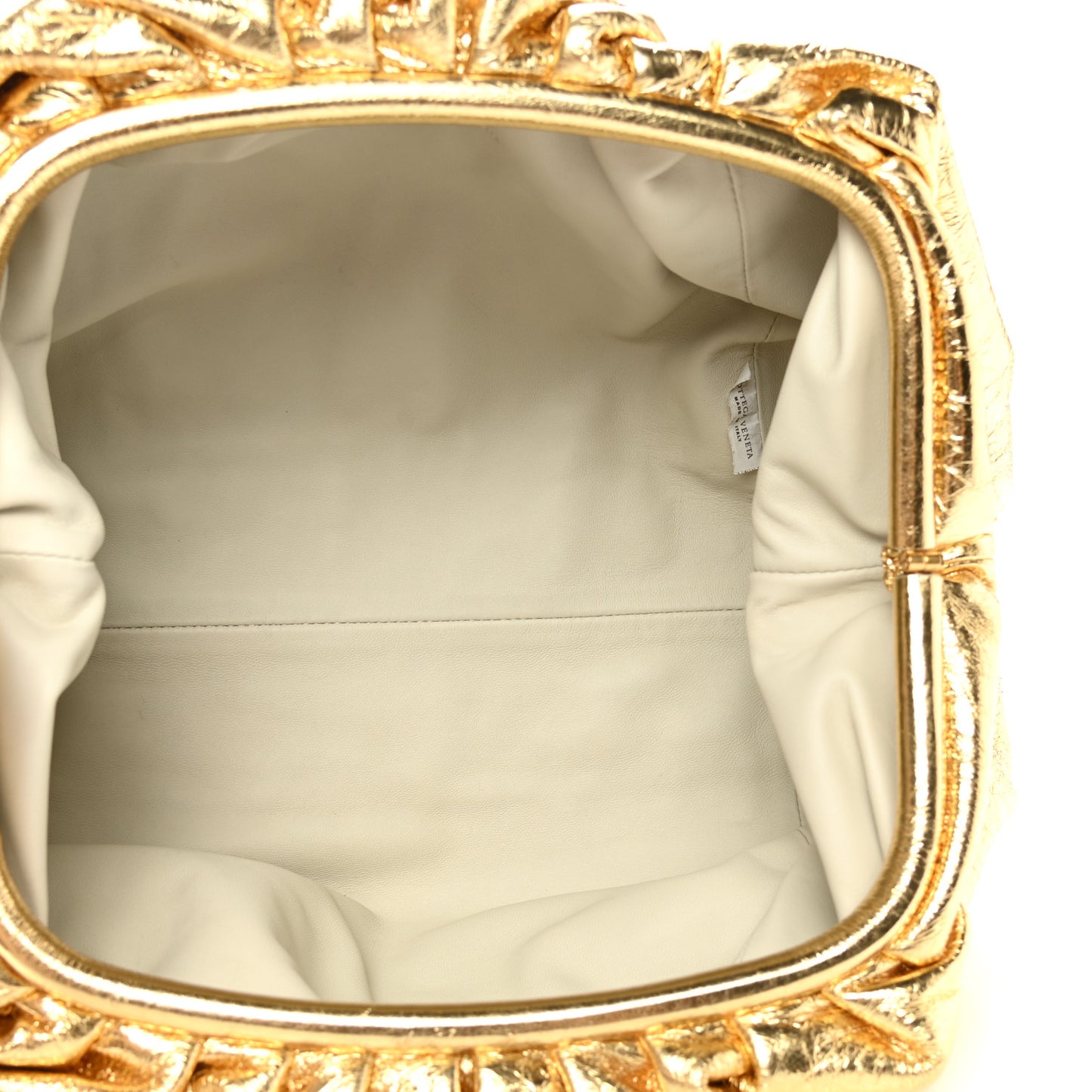 Metallic Crinkled Lambskin The Pouch Oversized Clutch Oro