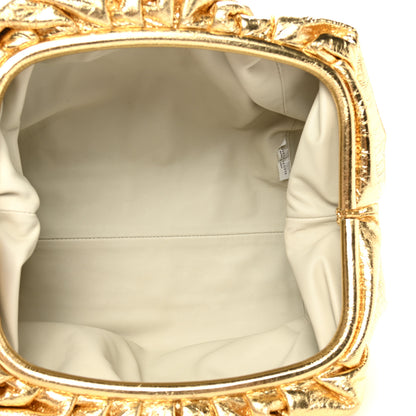 Bottega Veneta Metallic Crinkled Lambskin The Pouch Oversized Clutch Oro 5 of 7