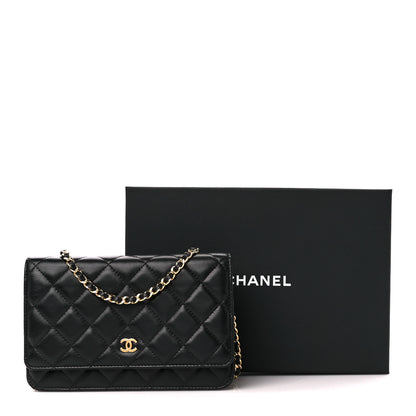 Chanel Lambskin Quilted Wallet On Chain WOC Black 14 of 14