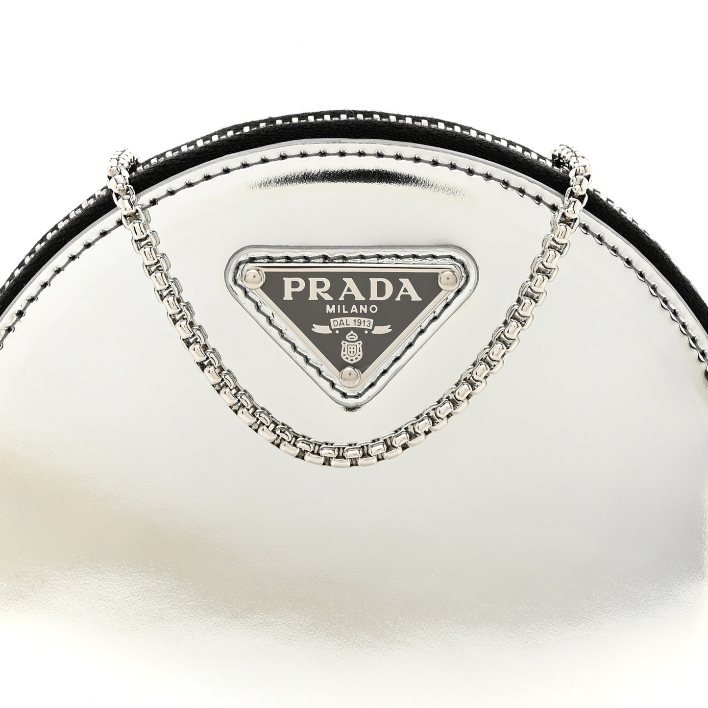 Spazzolato Round Chain Coin Crossbody Pouch Argento